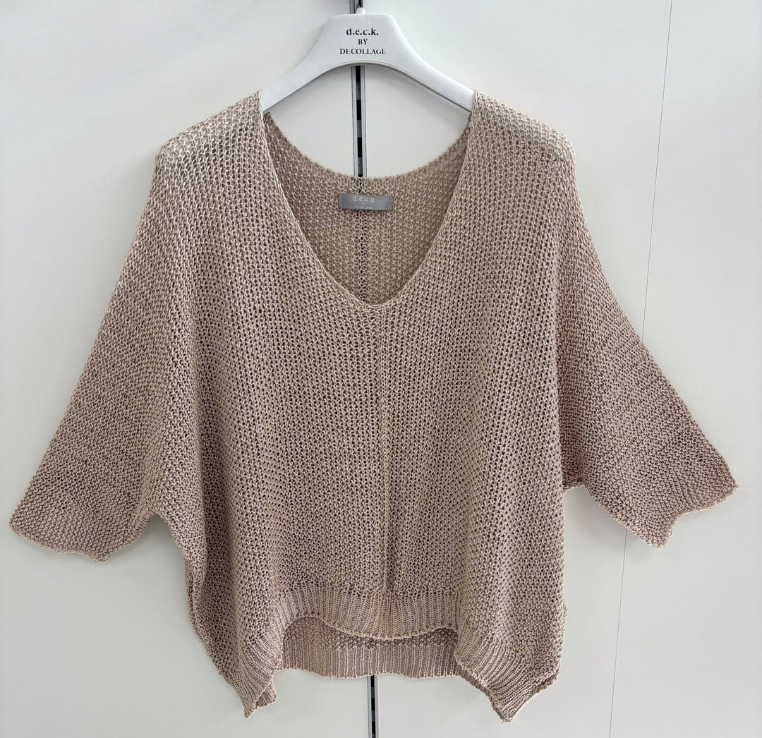 Dekolleté-Orange Lagenstrickpullover