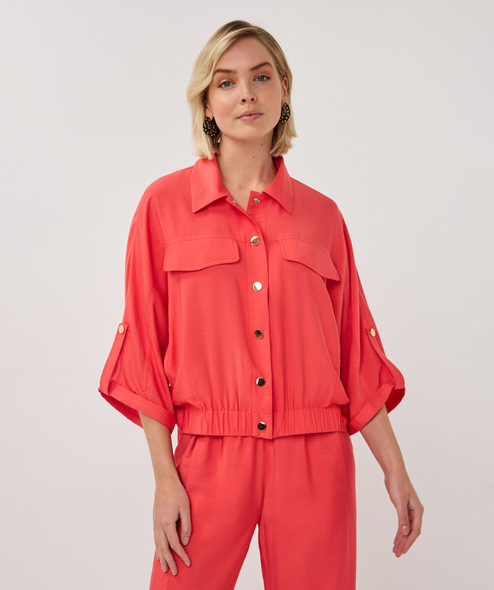 EsQualo Jacke, rot, Kurzarm, mit goldenen Knöpfen