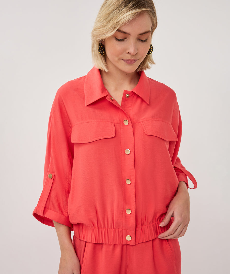 EsQualo Jacke, rot, Kurzarm, mit goldenen Knöpfen