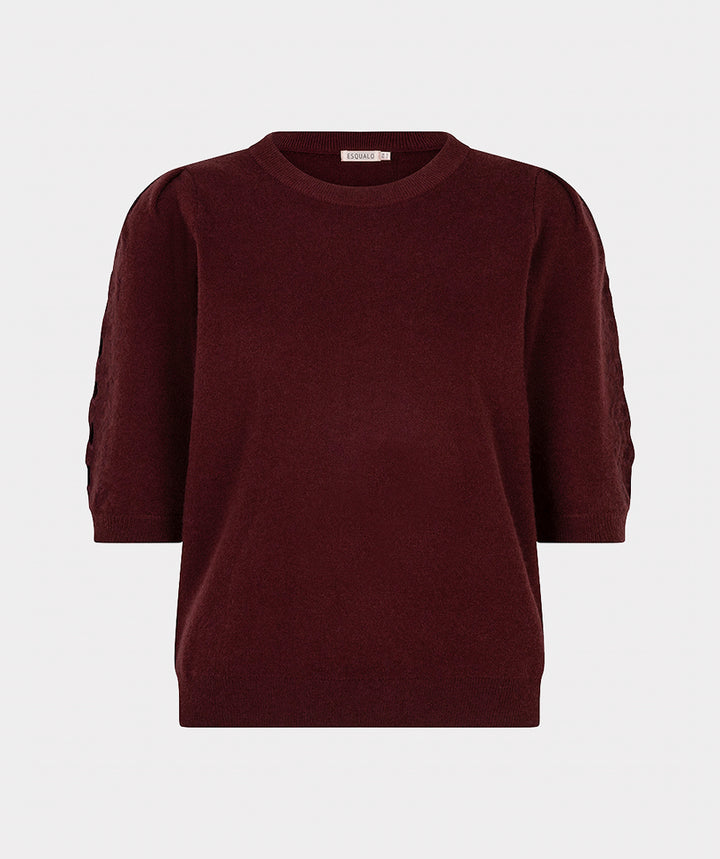EsQualo Knit Embroidery Short Jumper, Merlot