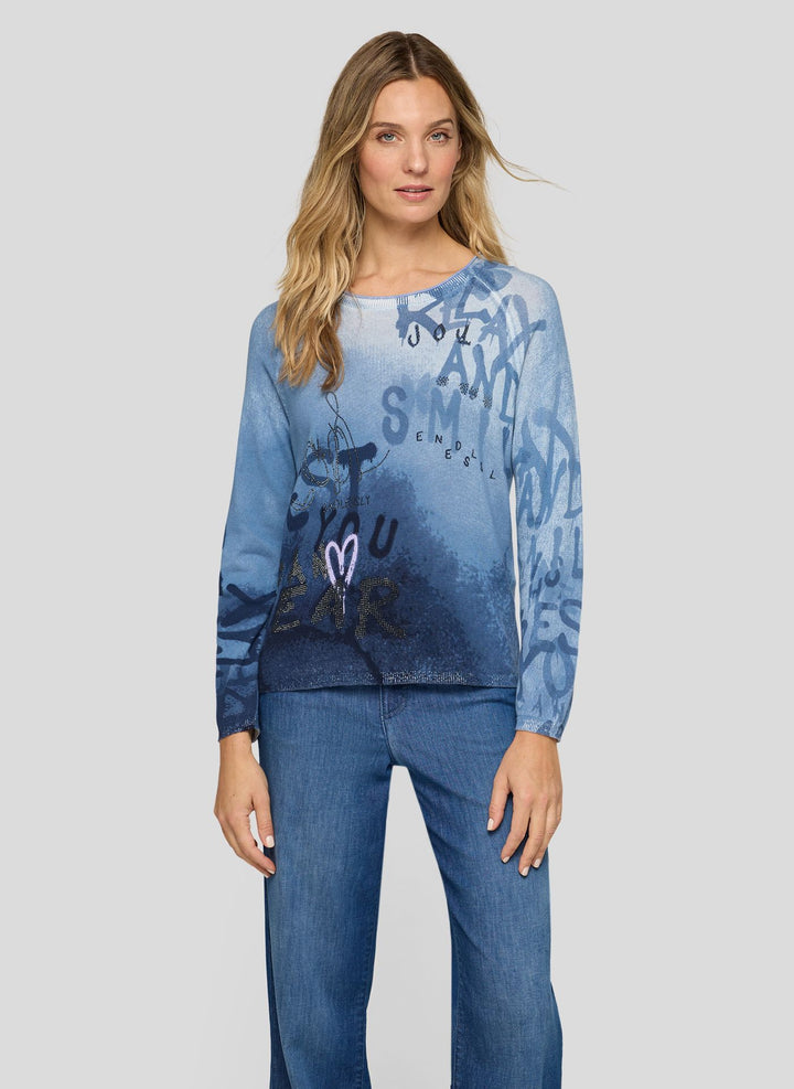 Rabe Navy Pullover mit Schriftzug