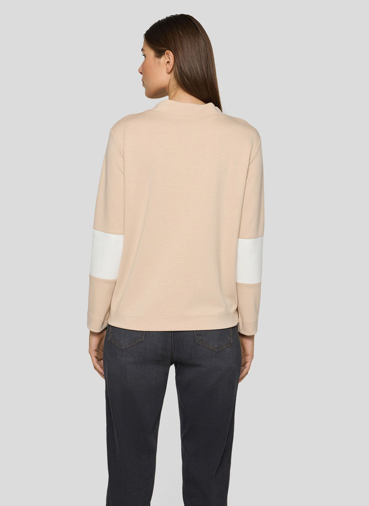 Rabe Beige Pullover mit Aufdruck „Be Happy“