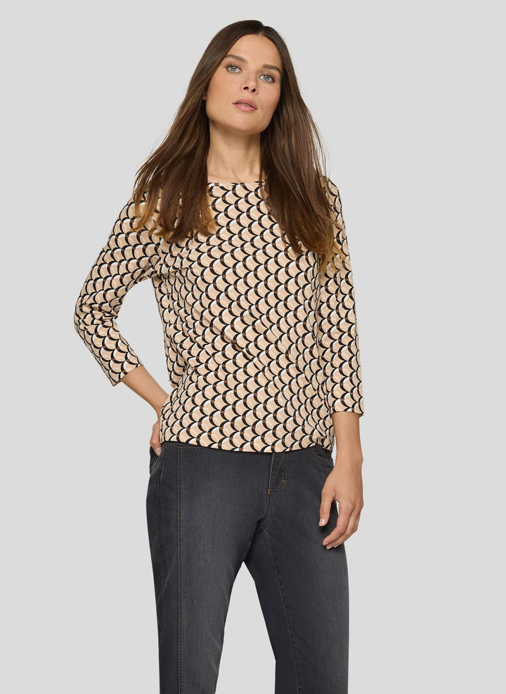 Rabe Brown Langarmshirt mit grafischem Muster