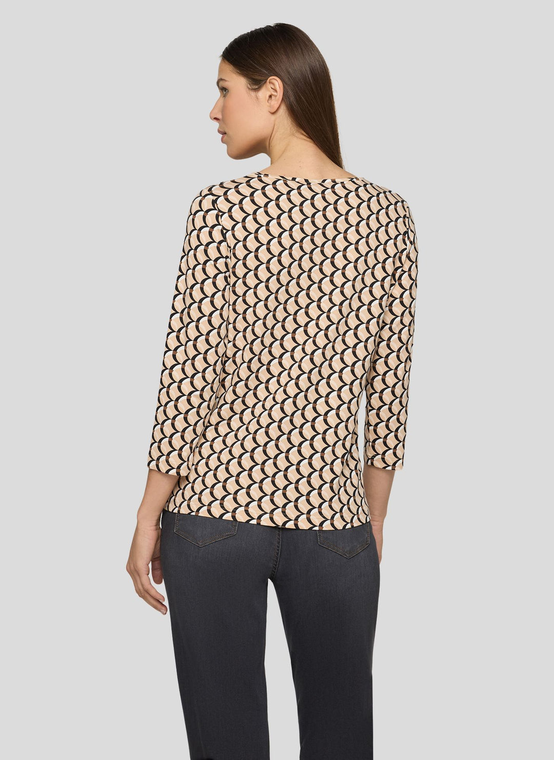 Rabe Brown Langarmshirt mit grafischem Muster