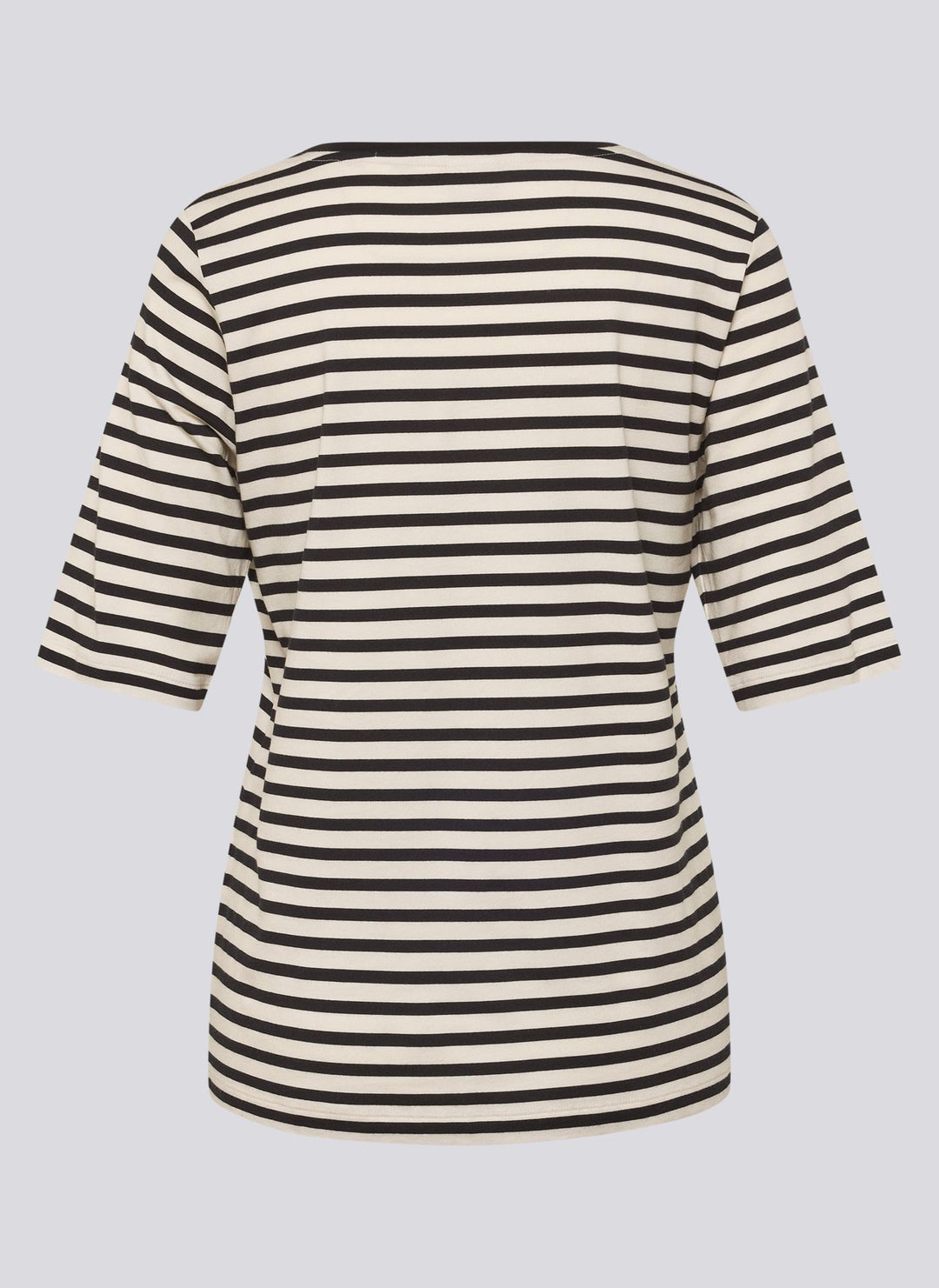 Gestreiftes Top von Rabe mit Aufdruck „Be Happy Now“.