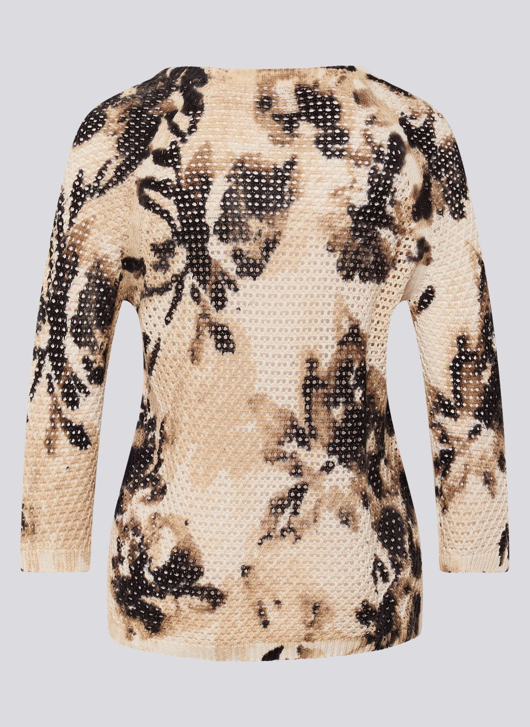 Rabe Beige Pullover mit floraler Netzstruktur