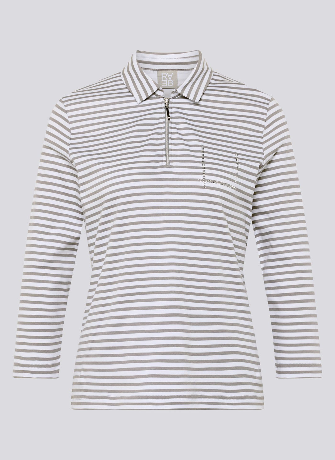 Rabe grau gestreiftes Polo-Sweatshirt mit Reißverschluss