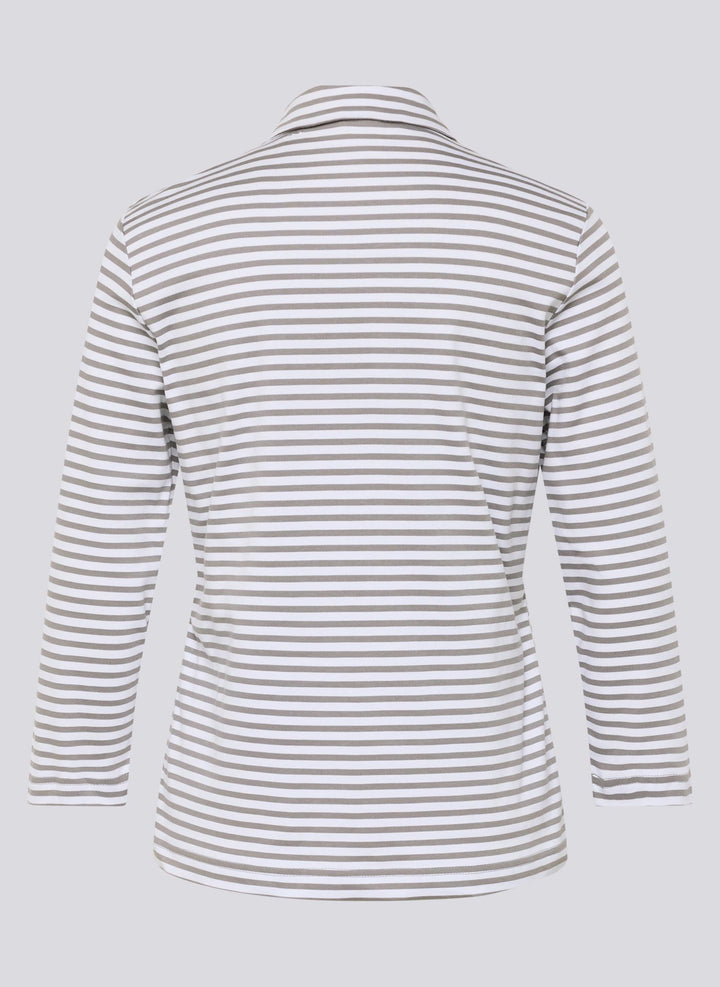 Rabe grau gestreiftes Polo-Sweatshirt mit Reißverschluss