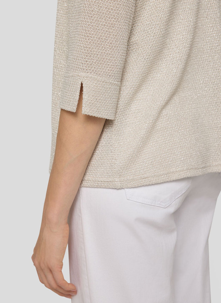Rabe Beige Open Textured 3/4 Sleeve Jacket