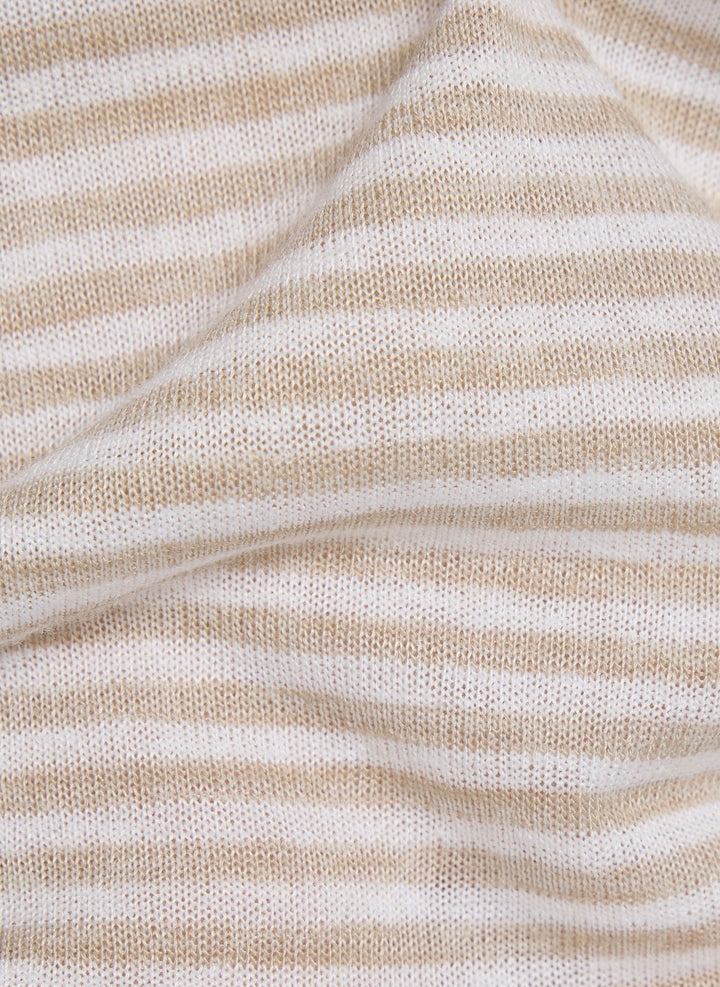 Rabe Beige Striped Rhinestone Top