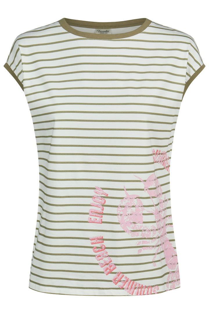 Barbara Lebek Khaki Striped Print Top With Print