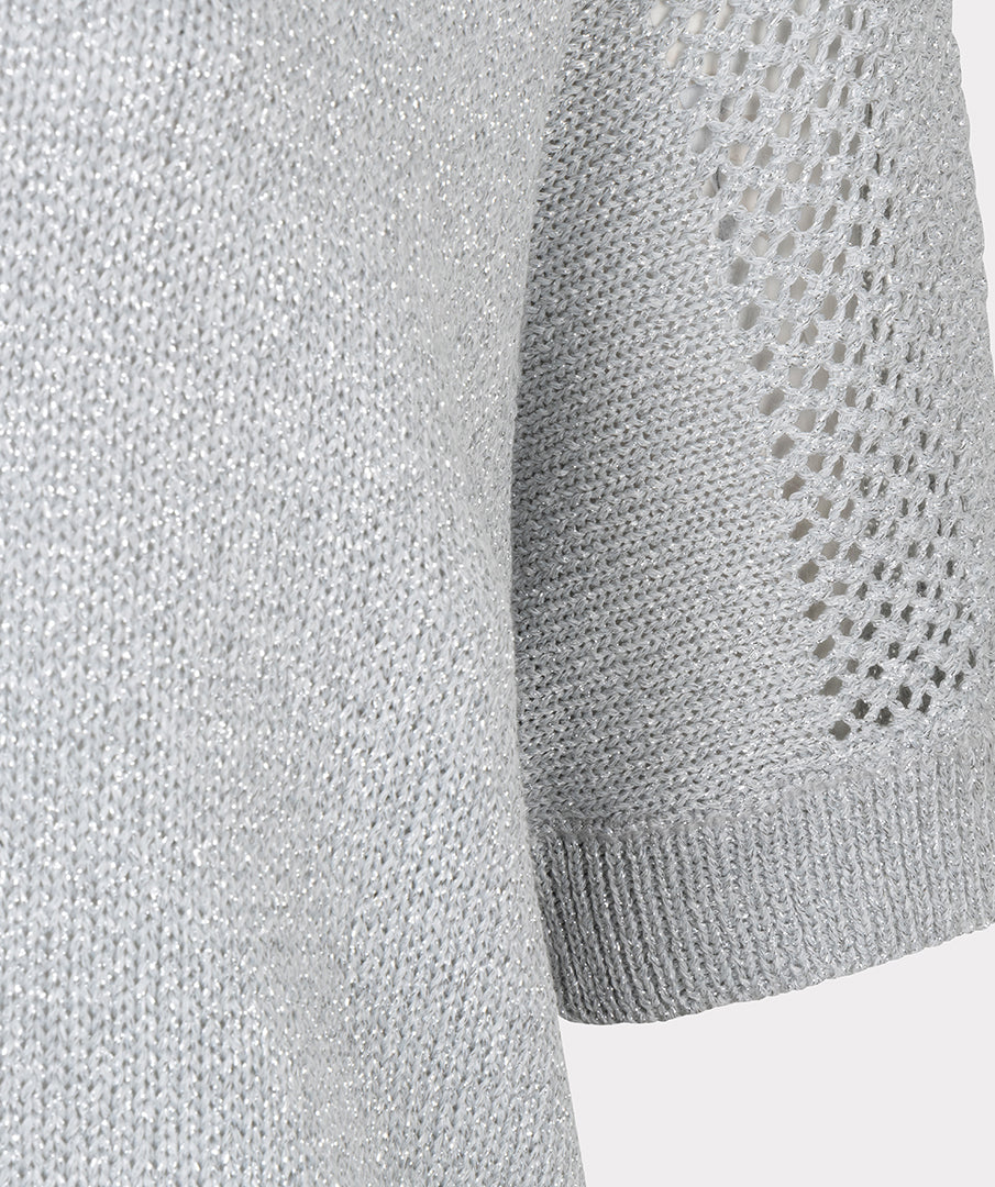 EsQualo hellblauer Pullover Ajour Batwing