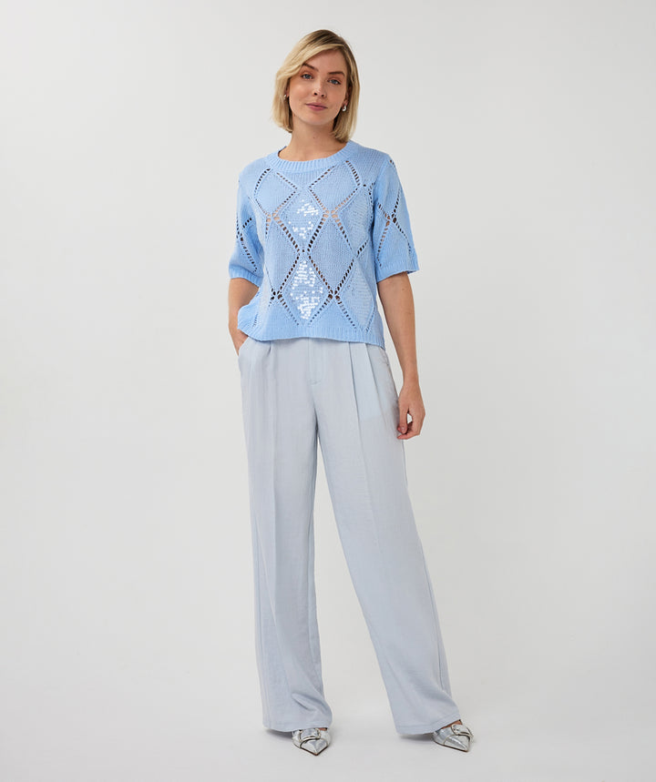 EsQualo blauer Pullover mit Diamantpailletten