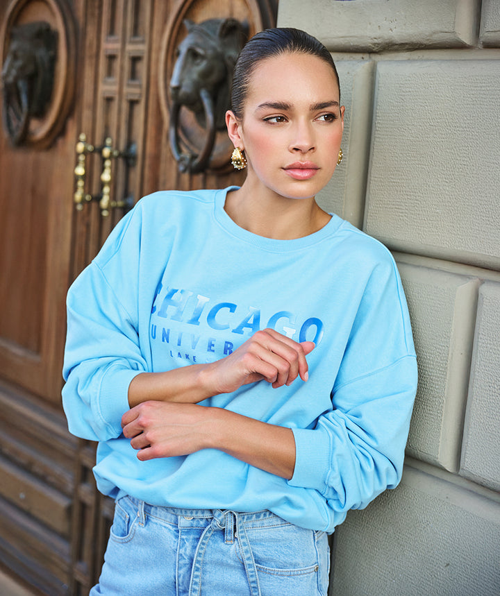 EsQualo Blue 'Chicago' bedruckter Pullover