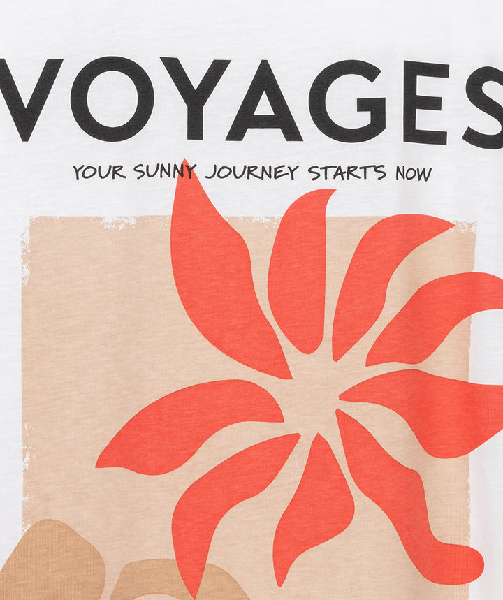 Esqualo Off White 'Club Voyages' bedrucktes Top