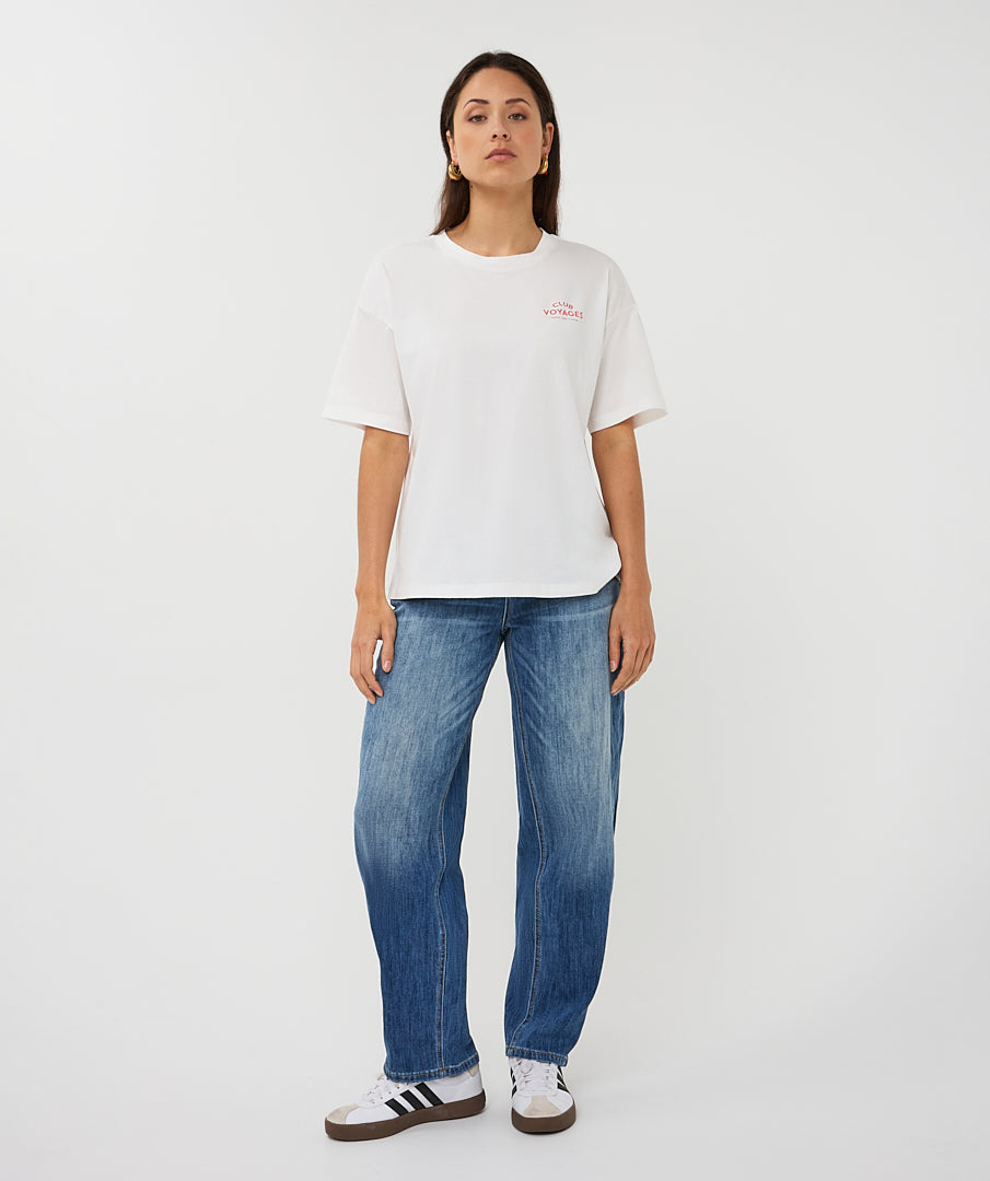 Esqualo Off White 'Club Voyages' bedrucktes Top
