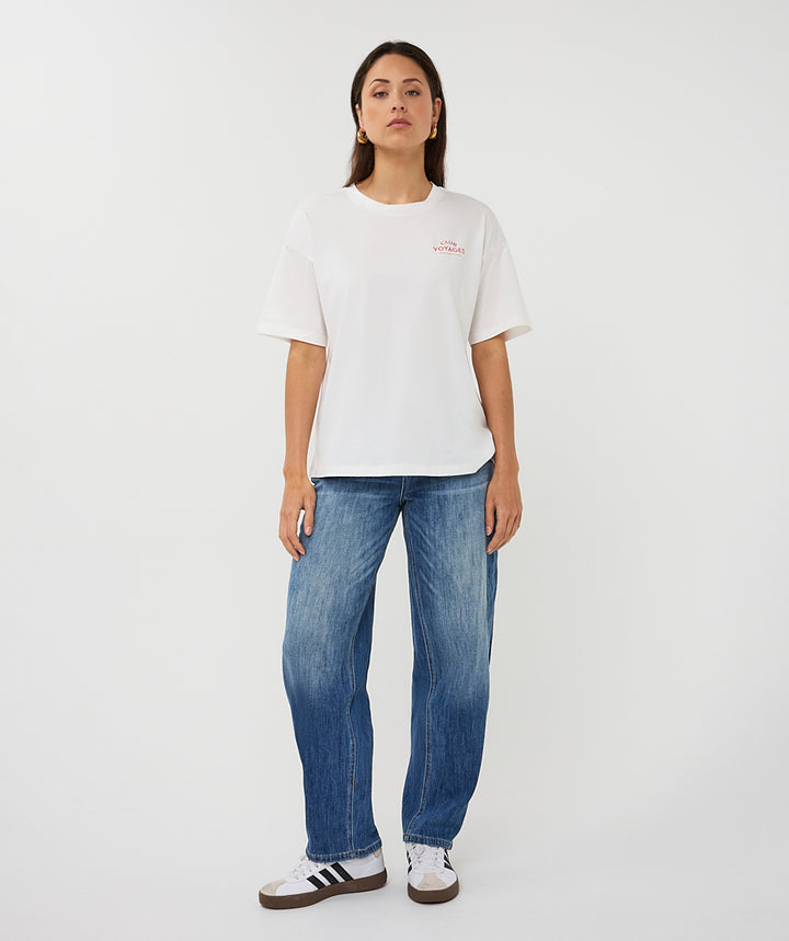 Esqualo Off White 'Club Voyages' bedrucktes Top