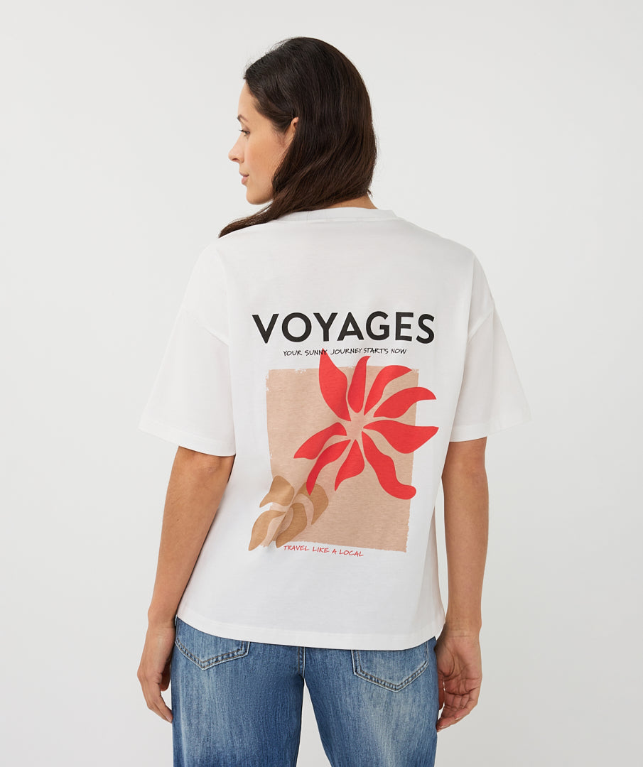 Esqualo Off White 'Club Voyages' bedrucktes Top