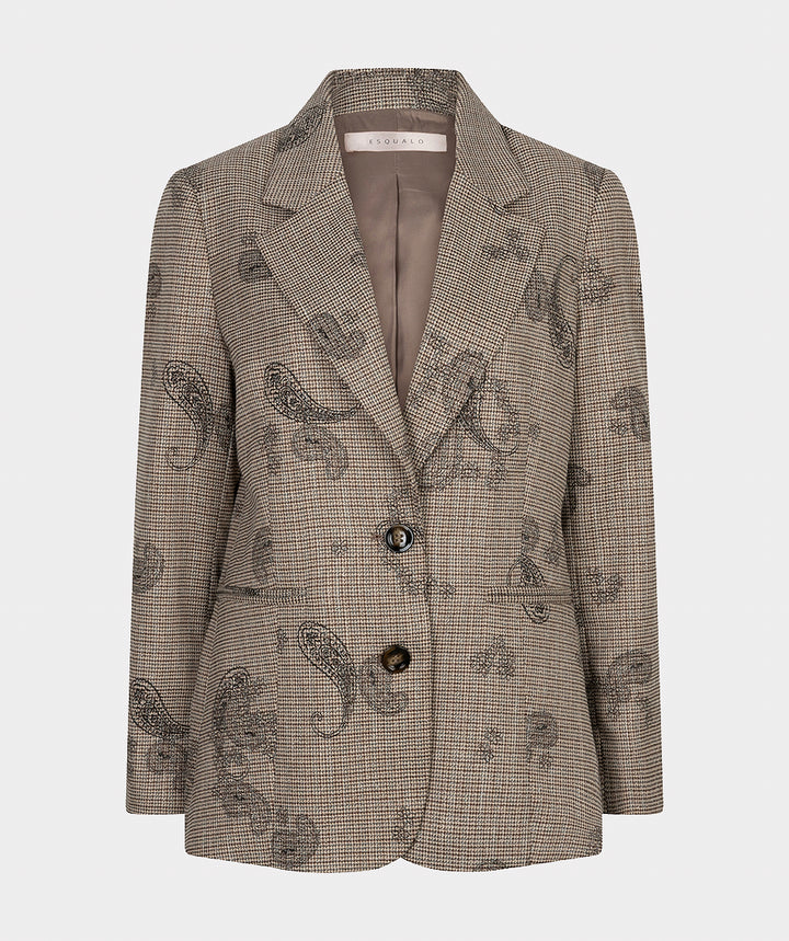 EsQualo Paisley Check Blazer