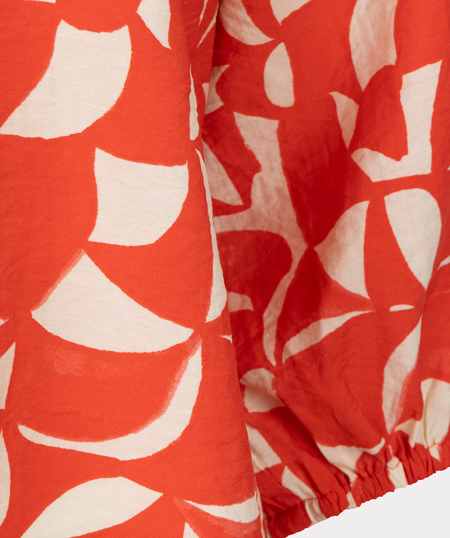 EsQualo Bluse mit geometrischem Muster und V-Ausschnitt