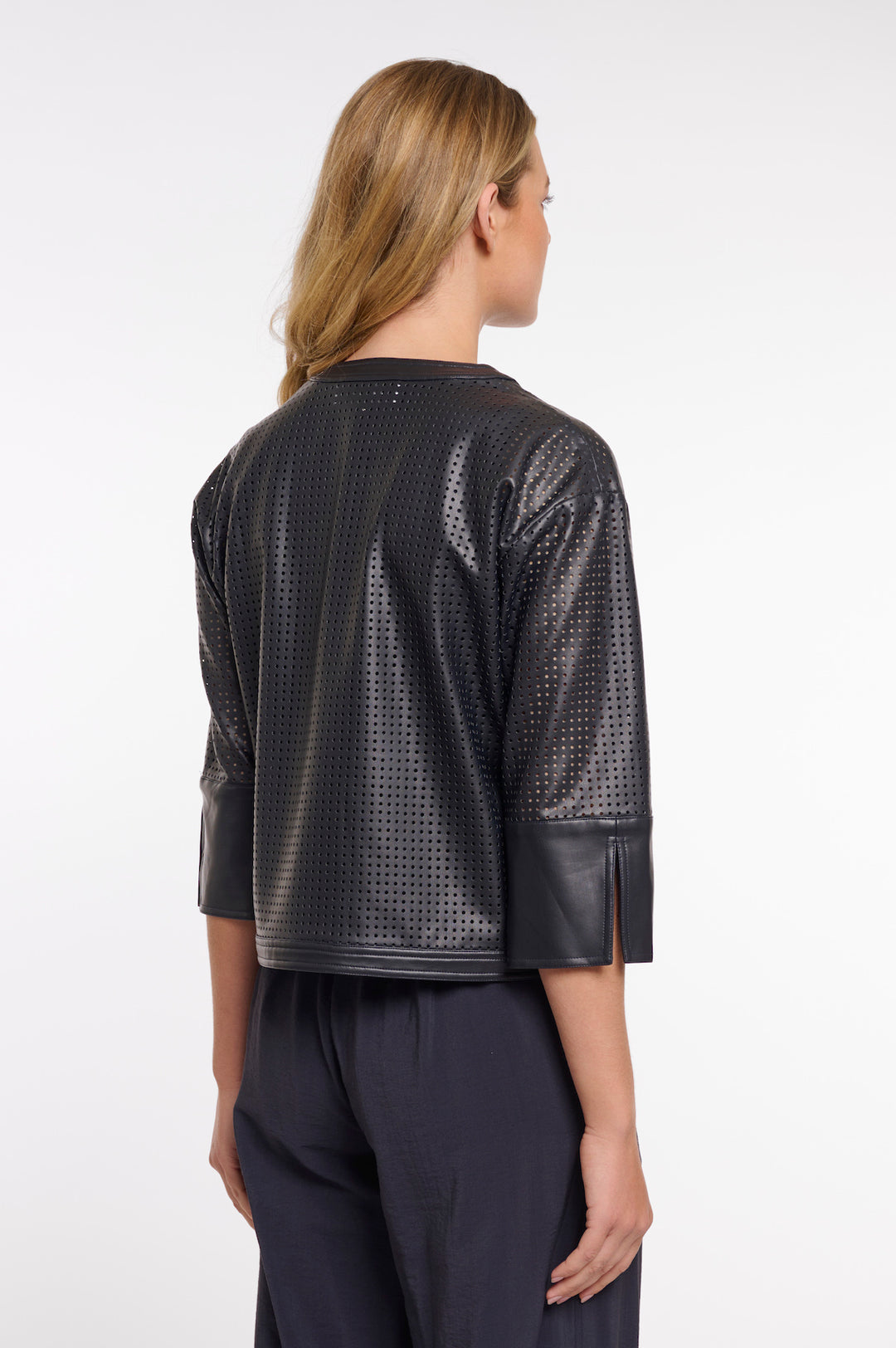 Rino & Pelle Abou Marineblaue perforierte 3/4-Ärmel-Jacke