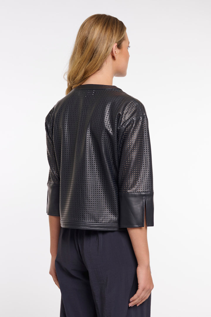 Rino & Pelle Abou Marineblaue perforierte 3/4-Ärmel-Jacke