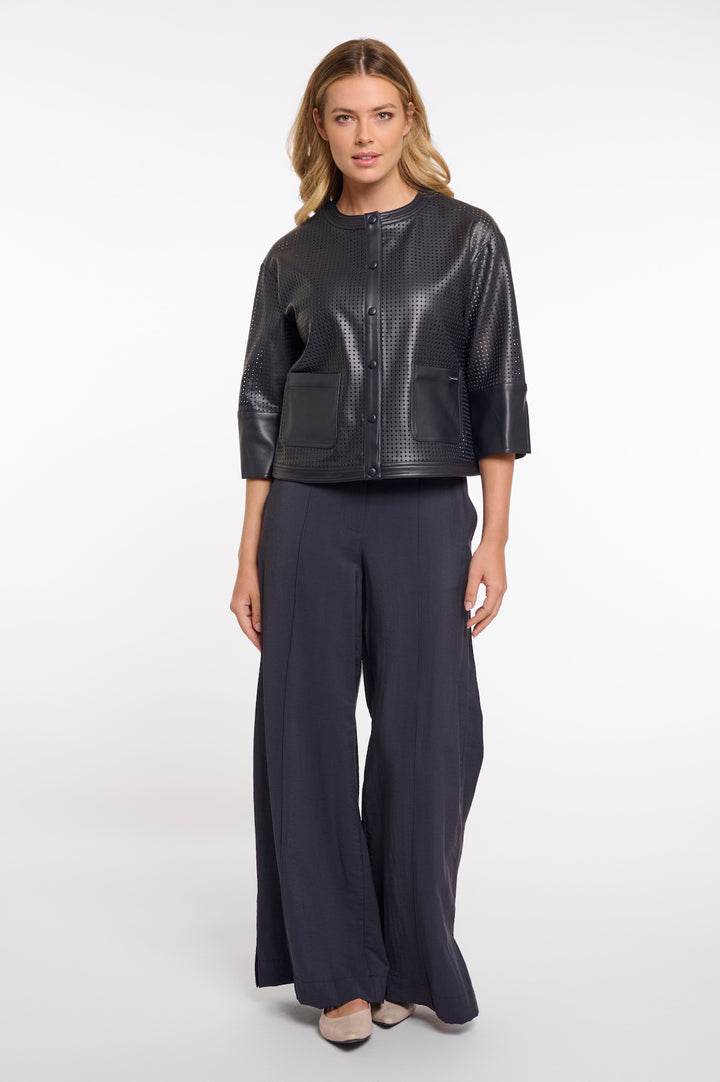 Rino & Pelle Abou Marineblaue perforierte 3/4-Ärmel-Jacke