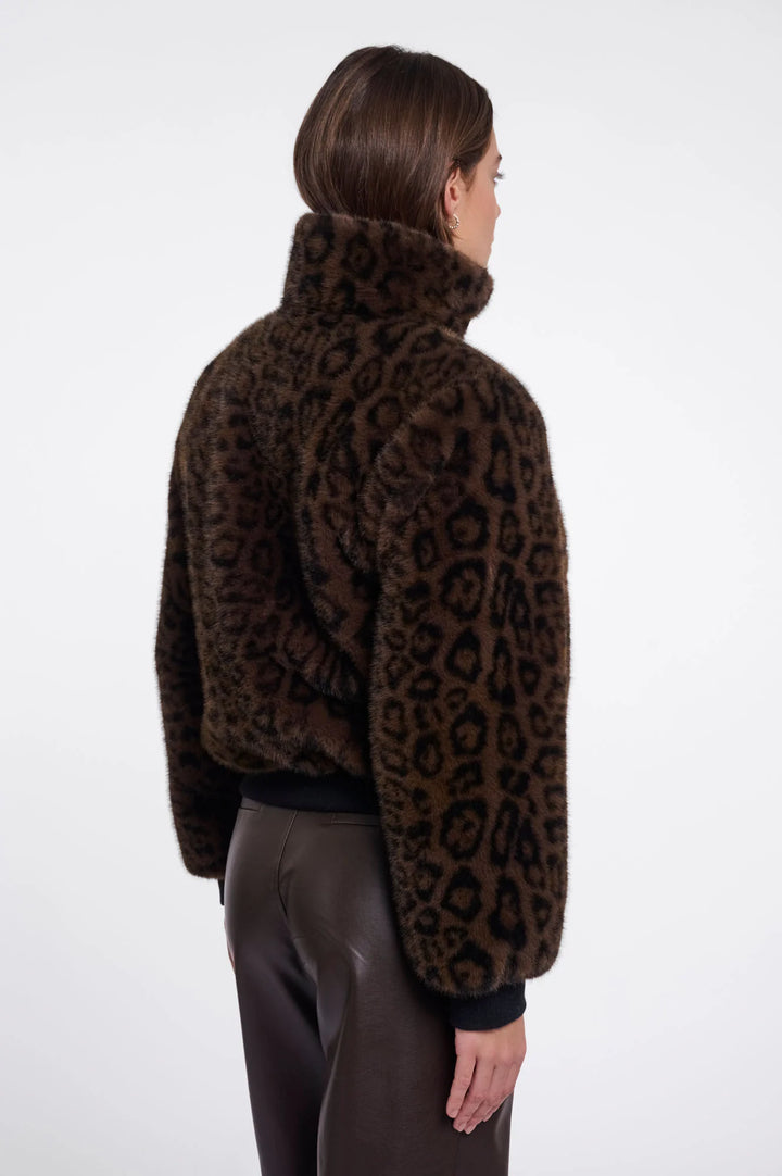 Rino & Pelle Ambra Short Faux Fur Jacket, Brown Leopard