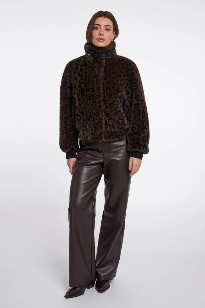 Rino & Pelle Ambra Short Faux Fur Jacket, Brown Leopard