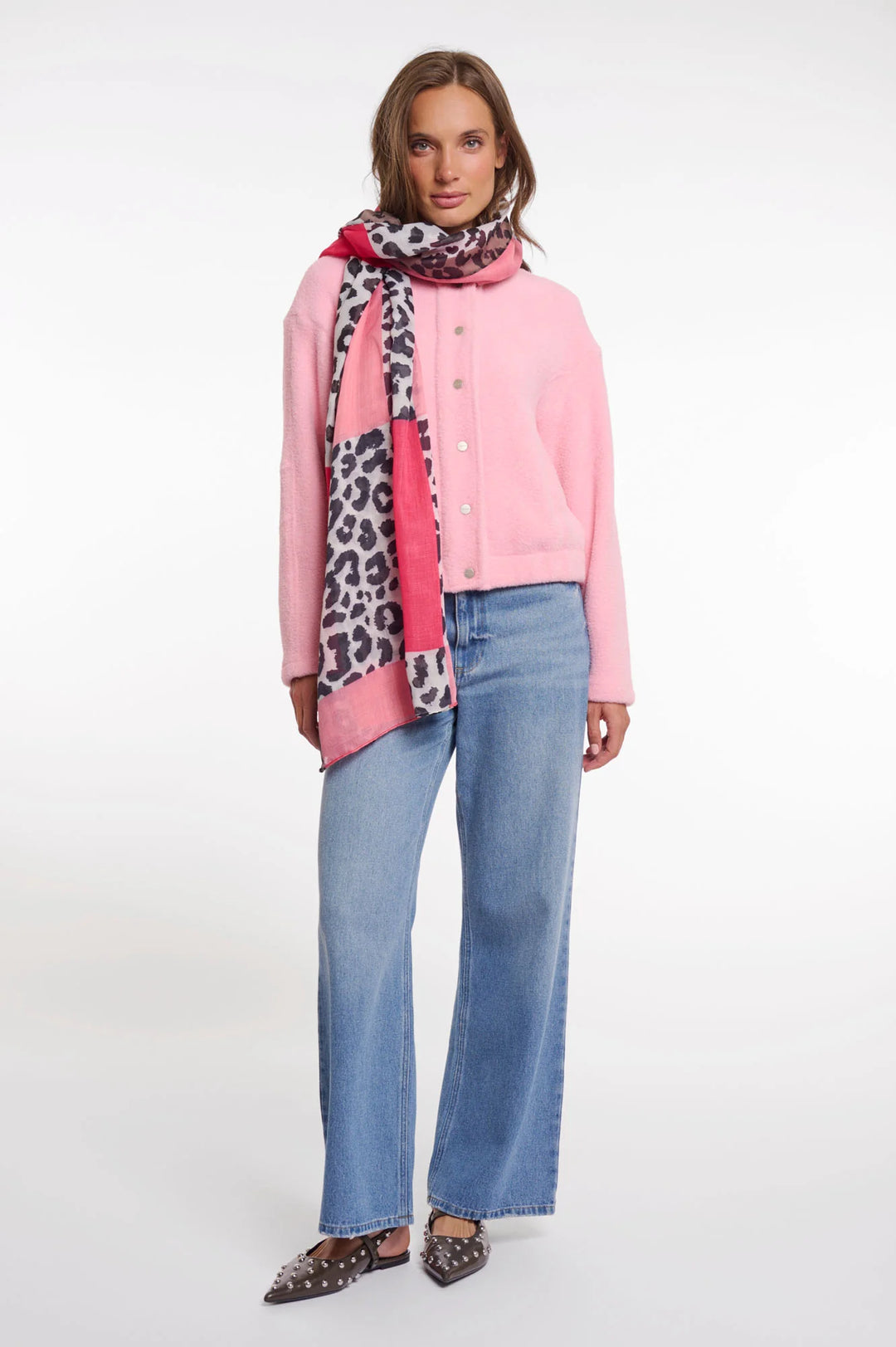 Rino & Pelle Avra ​​Schal mit Leopardenmuster und Farbblock-Design
