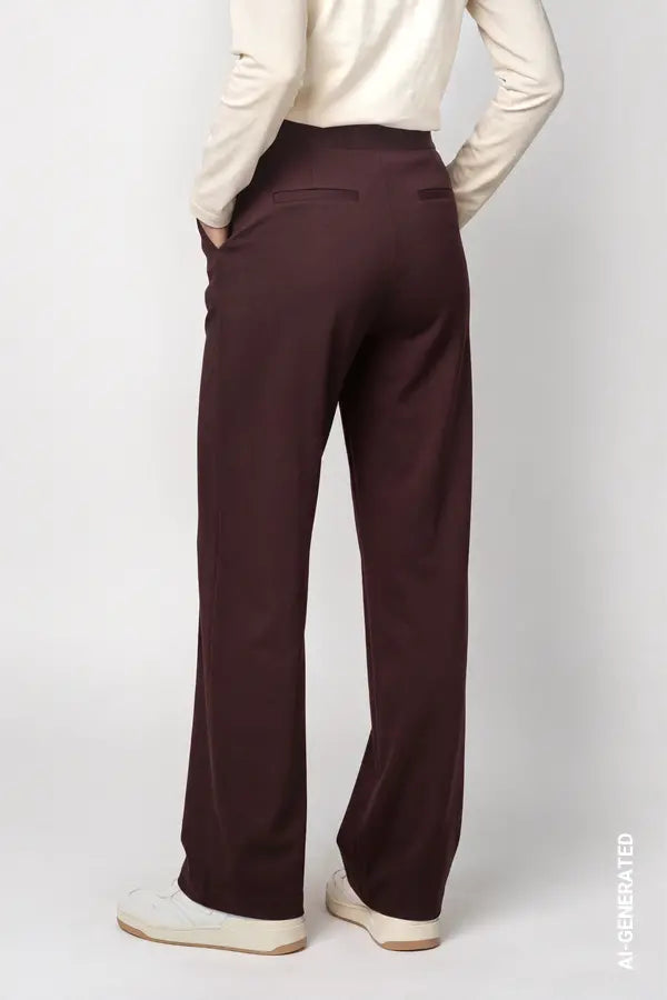 Monari Trousers with Elastic Lettering Band, Black Coffee