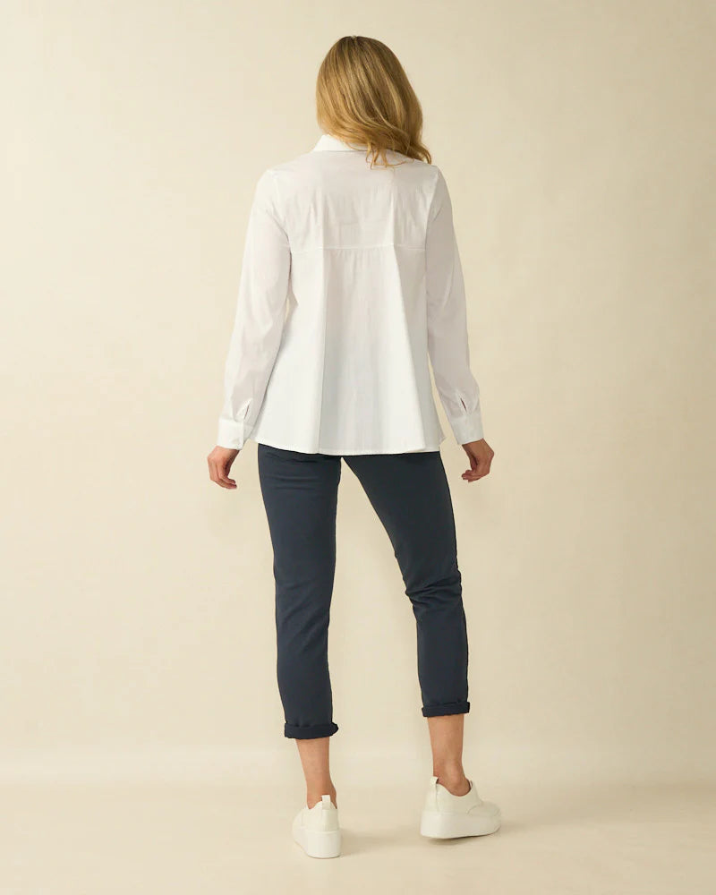 Decollage Weißes Klassisches Baumwollhemd