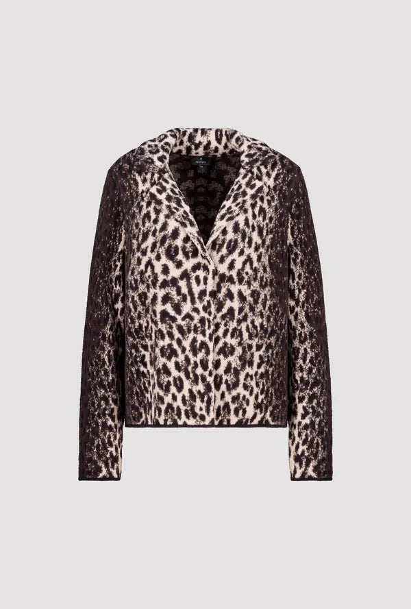 Monari Cardigan with Leopard Pattern, Black Coffee