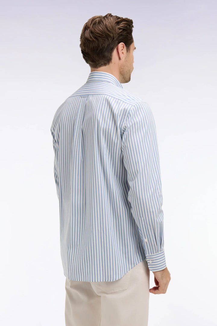 Eden Park Striped Straight Cut Shirt, Sky Blue