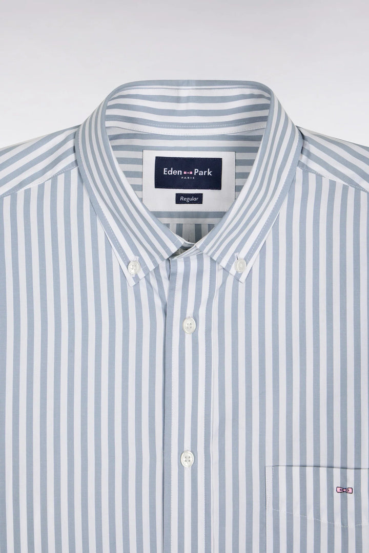Eden Park Striped Straight Cut Shirt, Sky Blue