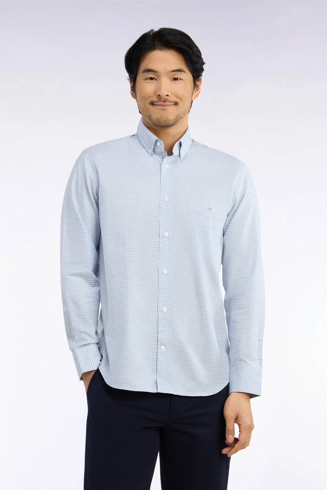 Eden Park Straight Cut Gingham Check Shirt, Blue