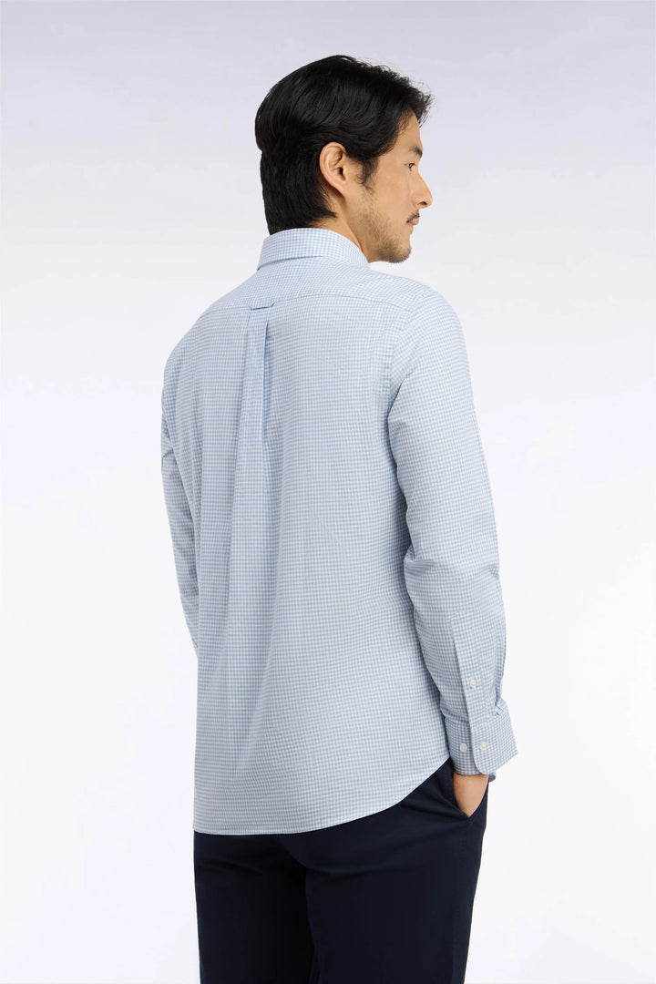 Eden Park Straight Cut Gingham Check Shirt, Blue