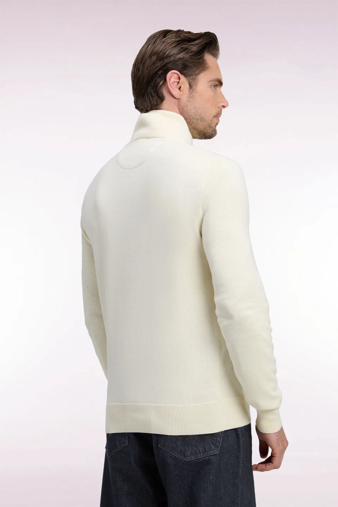 Eden Park Straight Cut Wool Trucker Neck Sweater, Cream