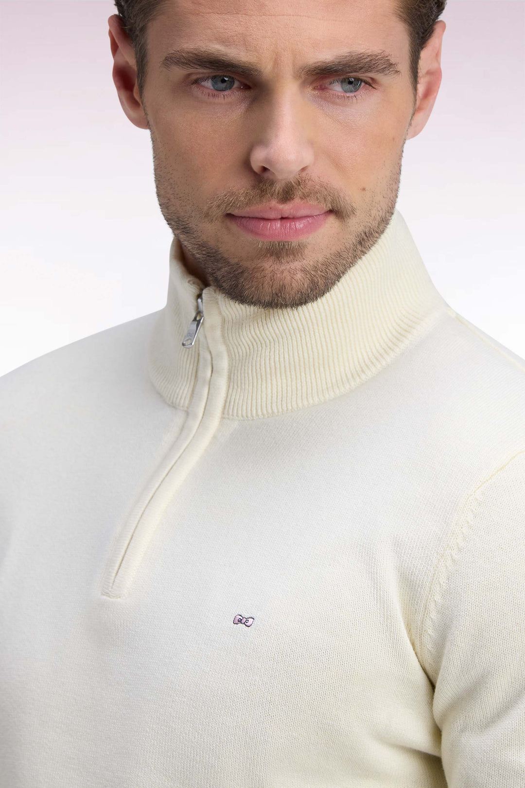 Eden Park Straight Cut Wool Trucker Neck Sweater, Cream