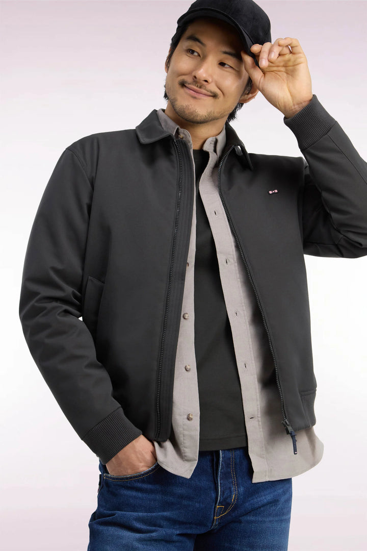 Eden Park Straight Cut Nylon Jacket with Ribbed Edges, Khaki