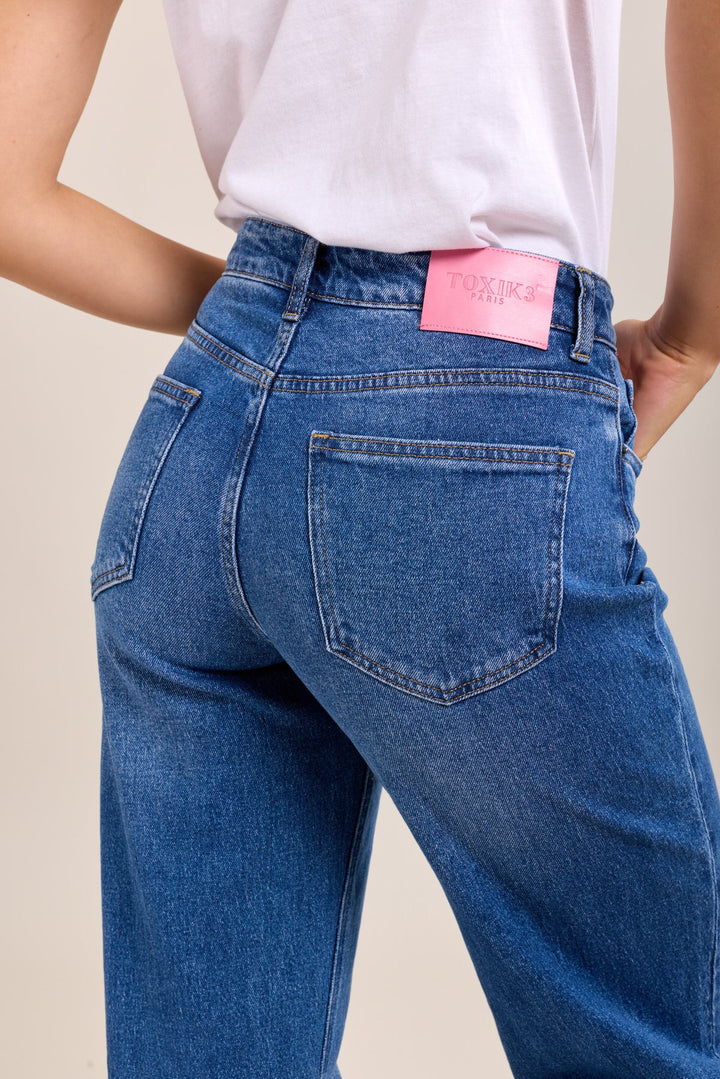 Toxik Turn-Up High Waisted Straight Leg Jeans