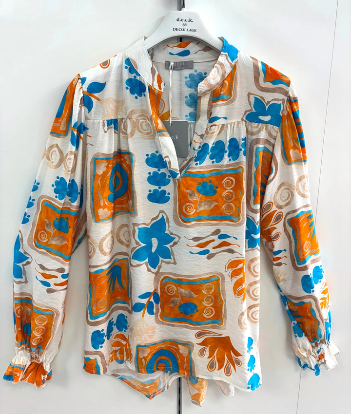 Decollage Orange Swirl Print Shirt