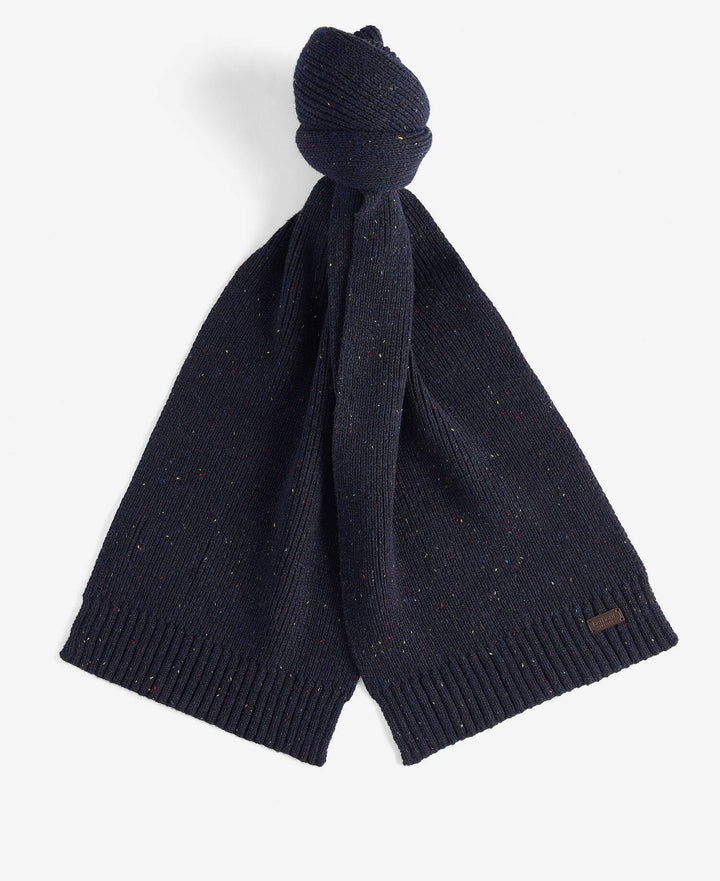 Barbour Carlton Fleck Beanie and Scarf Gift Set, Navy