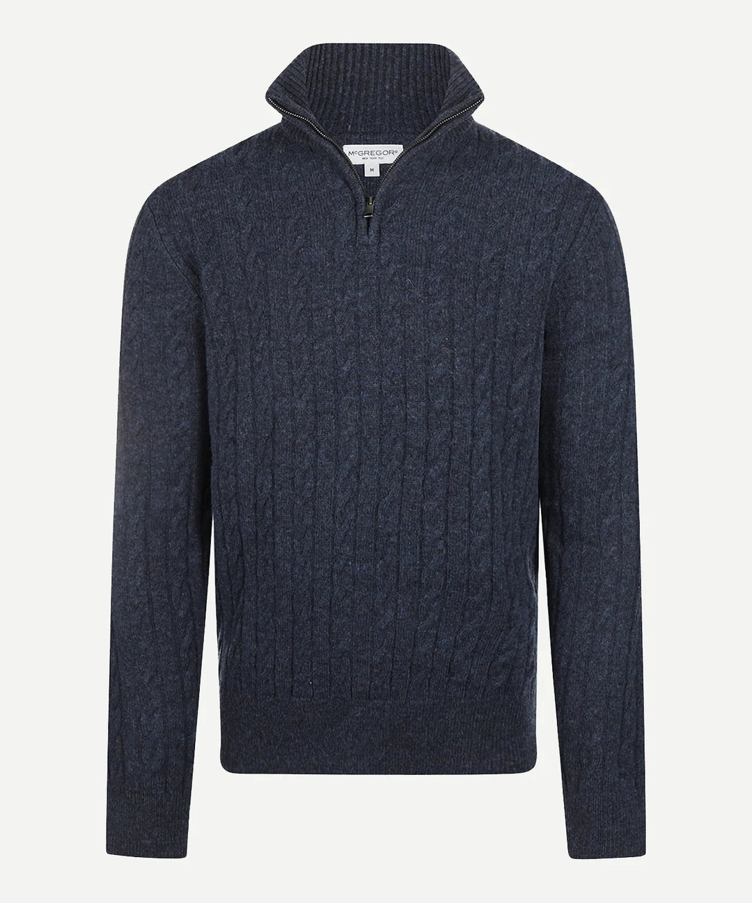 McGregor Lambswool Cable Zip Knit Sweater, Navy