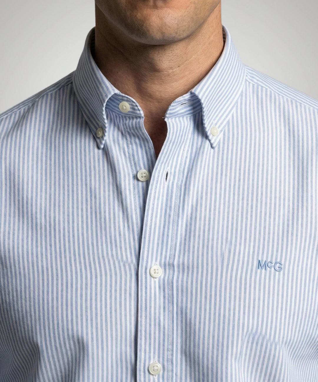 McGregor Light Blue Stretch Oxford Pinstripe Shirt