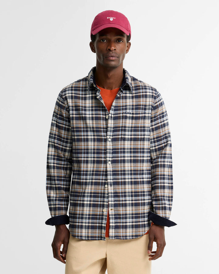 Barbour Northfell Tailored Checked Shirt, Navy