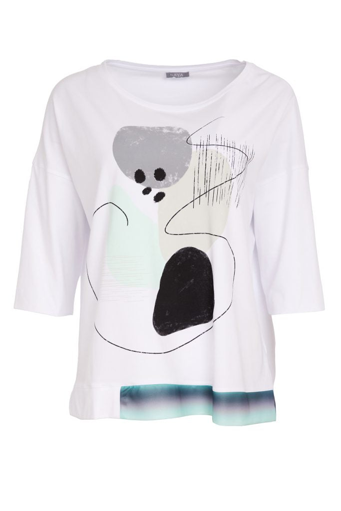 NAYA Top mit weißem und mintfarbenem Muster