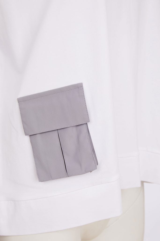 NAYA Weiß & Taubenblaues Rundhals-Top