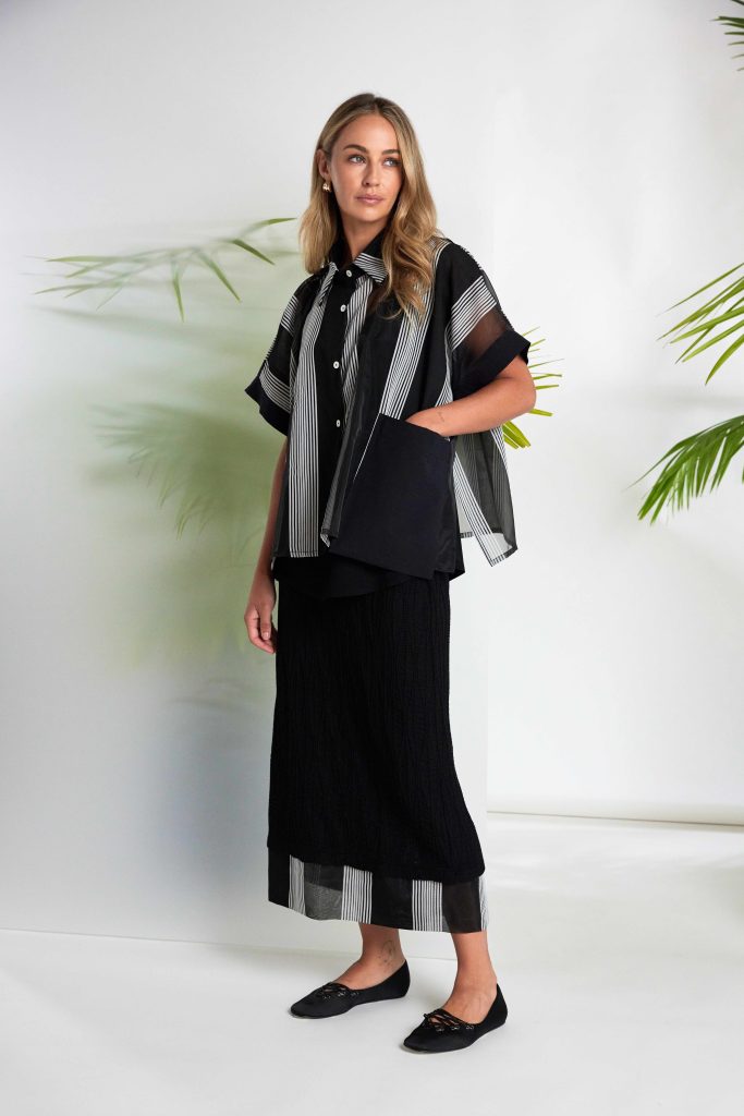 NAYA Gestreiftes Organzahemd