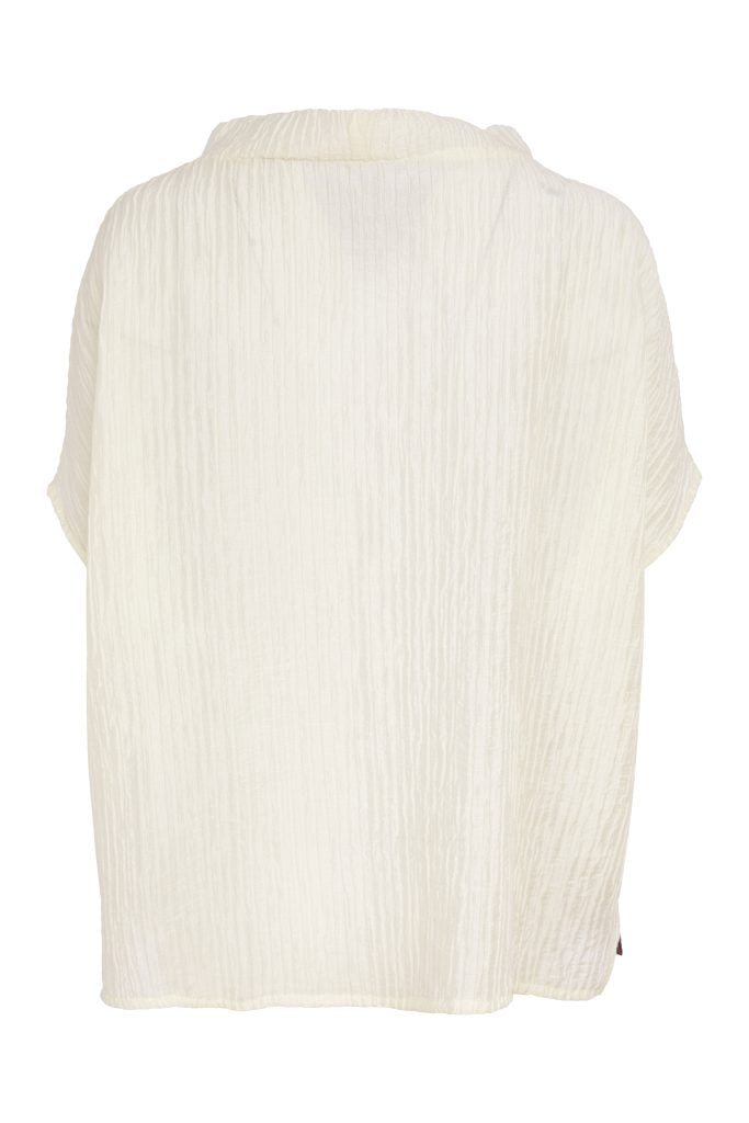 NAYA Creme-Taupe-Top mit Wellenmuster und hohem Kragen